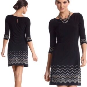 White House Black Market Black Dress with Silver Chevron
